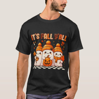 T-shirt Son Automne Yall Boo Ghost Automne Automne Mens Fe