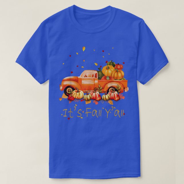 T-shirt Son Automne Yall Camion Citrouille Automne Feuille (Design devant)