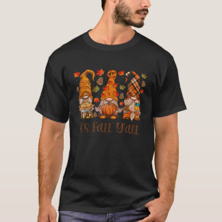 T-shirt Son Automne Yall Gnome Automne Gnomes Citrouille É