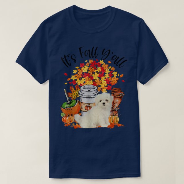T-shirt Son Automne Yall Maltais Citrouille Automne Thanks (Design devant)