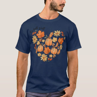 T-shirt Son automne yall vintage feuille citrouille automn