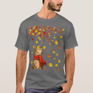 T-shirt Son Chat D'Automne Yall mignon Automne Maple Leaf 