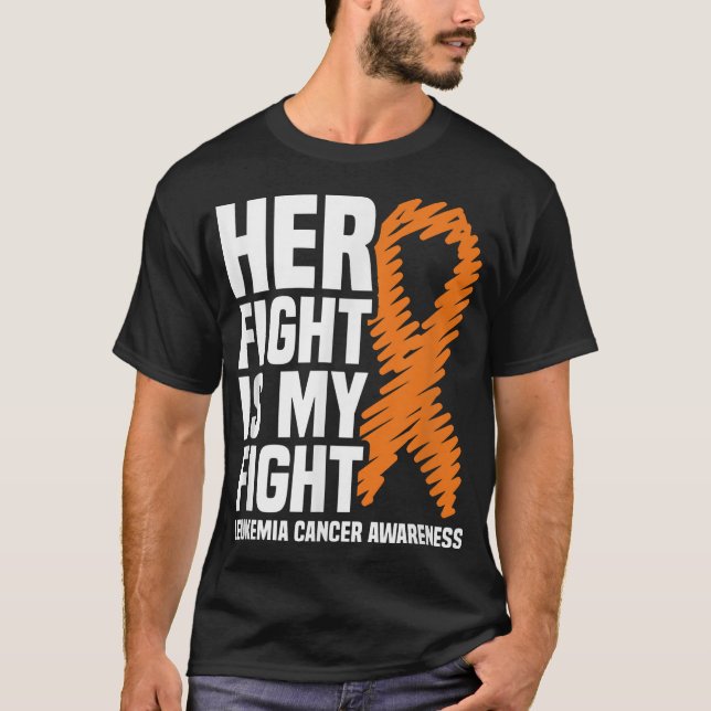 T-shirt Son combat contre la leucémie du ruban orange (Devant)
