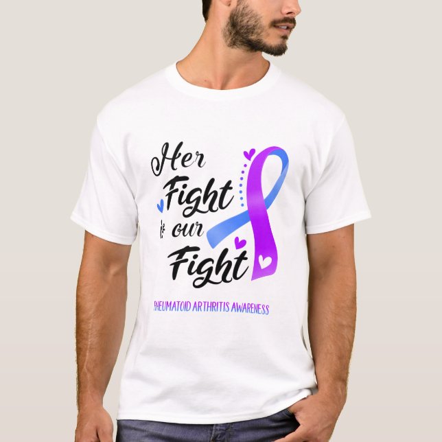 T-shirt Son combat contre l'arthrite rhumatoïde (Devant)