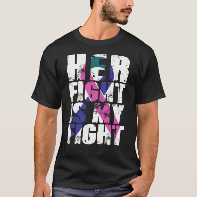 T-shirt Son combat est ma conscience de cancer de la (Devant)