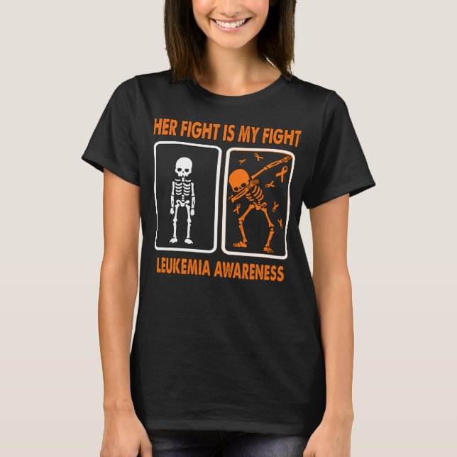 T-shirt Son combat est ma lutte LEUKEMIA connaissance (Devant)