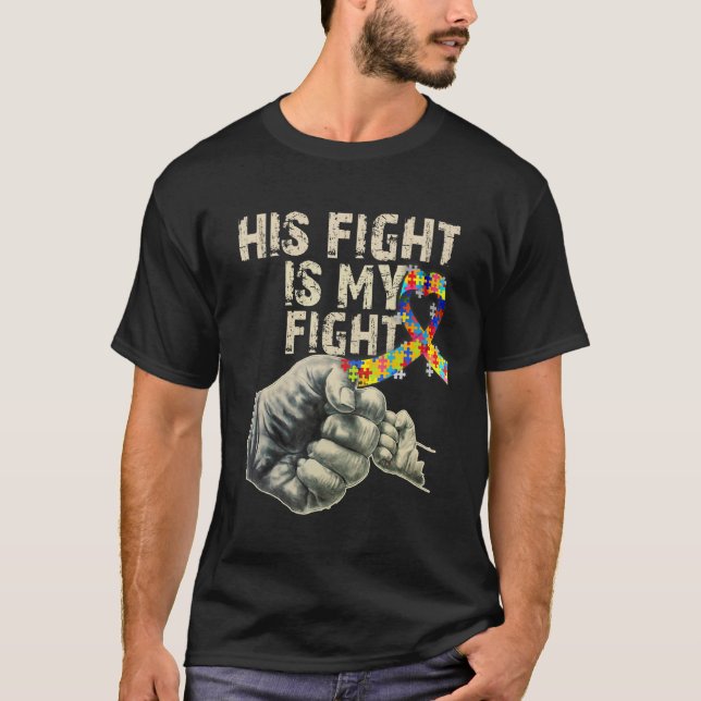 T-shirt Son Combat Est Ma Sensibilisation sur l'autisme De (Devant)