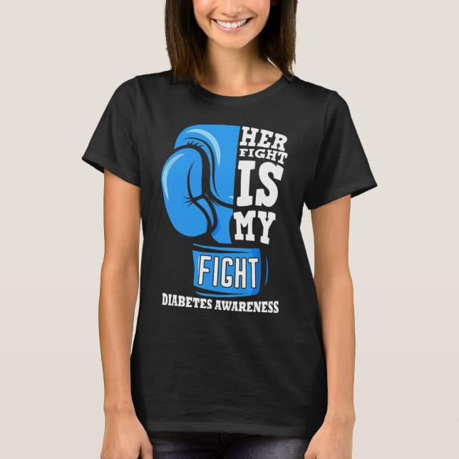 T-shirt Son combat est mon boxe de combat Glove Diabetes A (Devant)