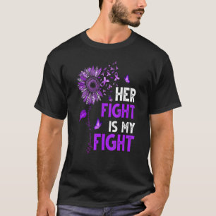 T-shirt Son combat est mon combat au ruban pourpre Alzheim