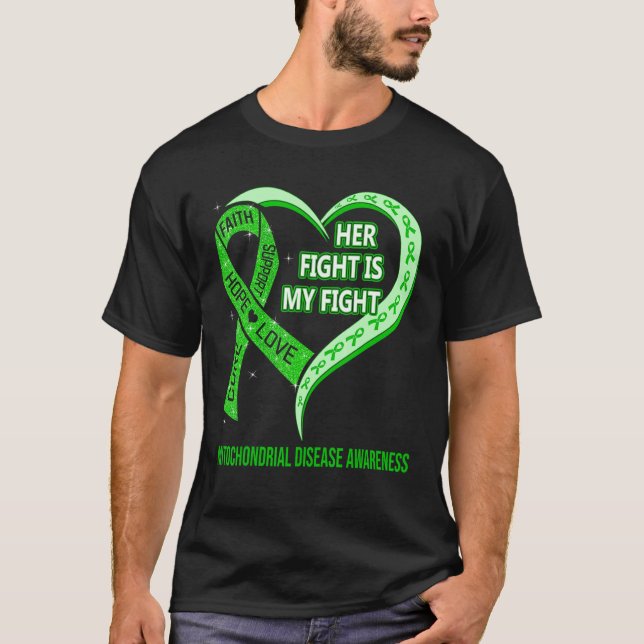 T-shirt Son combat est mon combat contre la maladie mitoch (Devant)