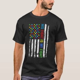 T-shirt Son combat est mon combat drapeau américain Puzzle