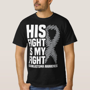T-shirt Son combat est mon combat Grey Ribbon GBM Glioblas