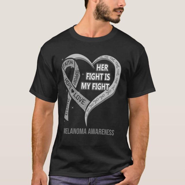 T-shirt Son Combat Est Mon Combat Melanoma Sensibilisation (Devant)