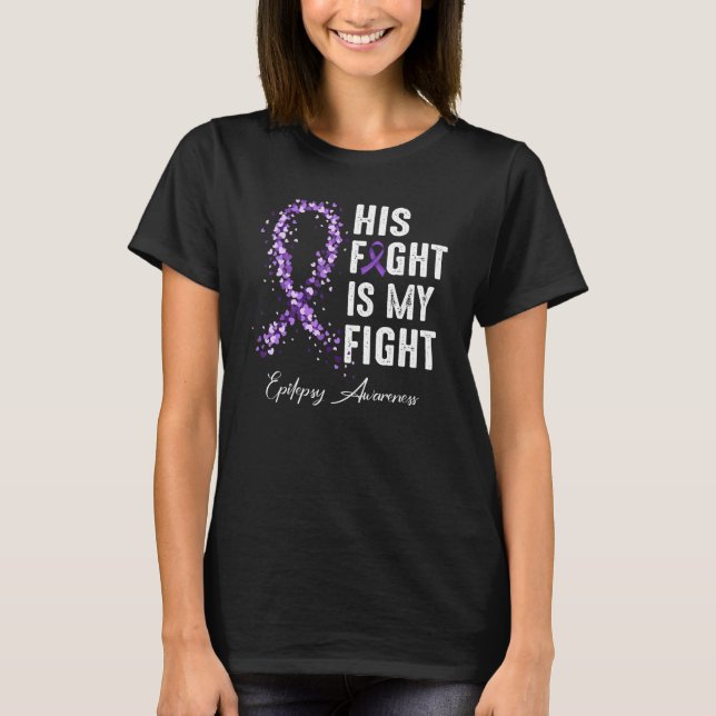 T-shirt Son Combat Est Mon Combat Purple Ribbon Epilepsie  (Devant)