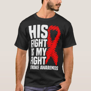 T-shirt Son Combat Est Mon Combat Red Ribbon Stroke Sensib