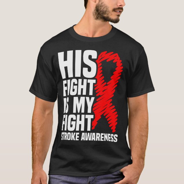 T-shirt Son Combat Est Mon Combat Red Ribbon Stroke Sensib (Devant)
