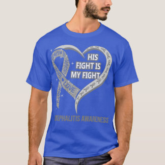 T-shirt Son Combat Est Mon Combat Ribbon Encéphalite Coeur