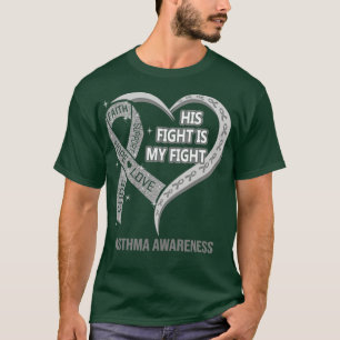T-shirt Son combat est mon combat Ribbon Heart Asthma Laur