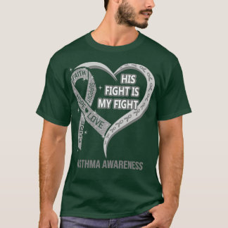T-shirt Son combat est mon combat Ribbon Heart Asthma Laur