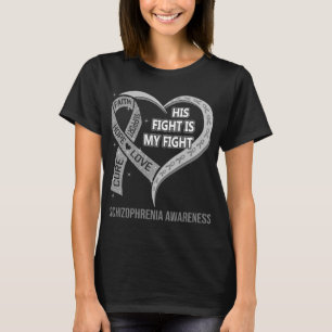 T-shirt Son Combat Est Mon Combat Ribbon Heart Schizophren