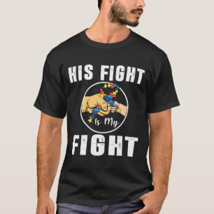 T-shirt Son Combat Est Mon Fist Fist Bump Ribbon Autisme A