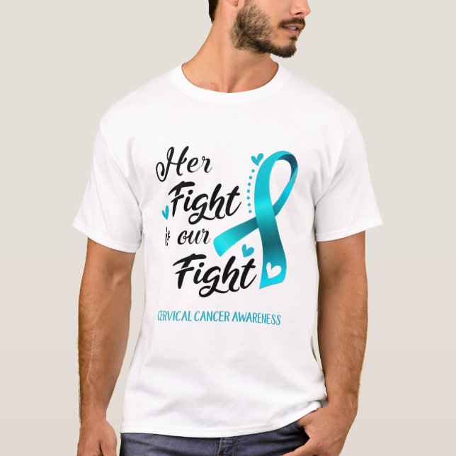 T-shirt Son combat est notre combat contre le cancer du co (Devant)