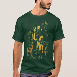 T-shirt Son combat Mon combat Ruban JauneCancer de l'enfan