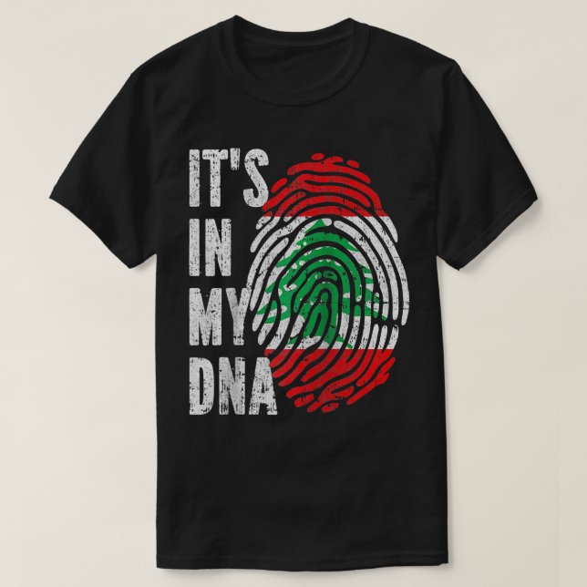 T-shirt SON DANS MON ADN Liban Drapeau libanais Raglan Bas (Design devant)