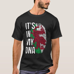 T-shirt Son Dans Mon Dna Welsh Drapeau Galles Empreinte