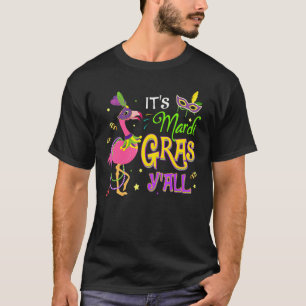 T-shirt Son Flamant rose Mardi Gras Yall Beads