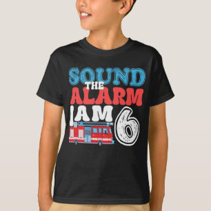 T-shirt Son L'alarme Je suis 6 pompier 6e anniversaire