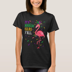 T-shirt Son Mardi Gras Yall Mask perles Flamant rose amusa