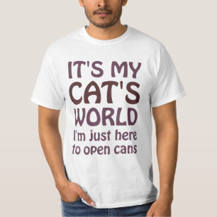 T-shirt Son mon monde de chats - j'ouvre juste des boîtes