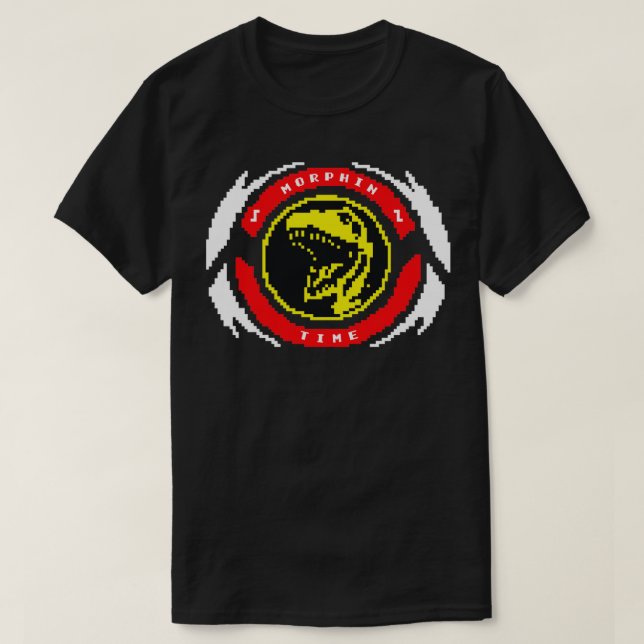 T-shirt Son Morphin Time T Rex 8 bits pixel art (Design devant)