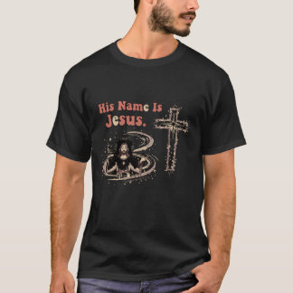 T-shirt "Son Nom Est Jésus" Typographie Chrétienne Vintage