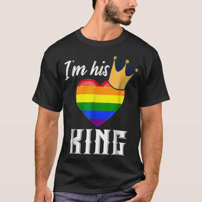 T-shirt Son Roi LGBTQ Rainbow Heart Gay Boyfriend (Devant)