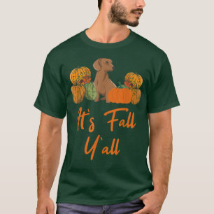 T-shirt Son Yall Dachshund Citrouille Automne Fall Chien L