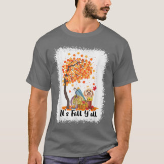 T-shirt Son Yall Poodle Tog Citrouille Automne Bleach