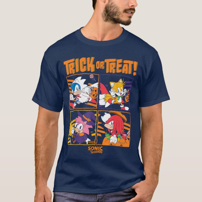 T-shirt Soniche Hedgehog Halloweenrick Orreat Cute Disguis (Devant)