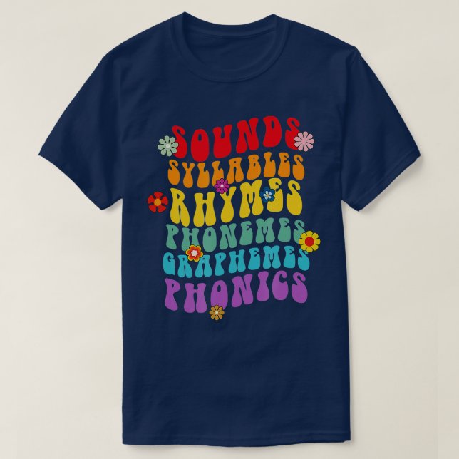 T-shirt Sons Syllables Rhymes Phonemes Science De Lecture (Design devant)