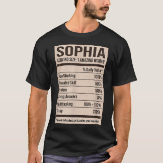 T-shirt Sophia Nutrition Fact Nom Pseudo Alias Titre F