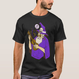 T-shirt sorcier ukulele sorcière musique jouant de la guit