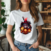 T-shirt sorcière à la citrouille
