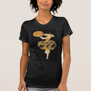 T-shirt Sorcière Art Déco Jack-o'-lantern Citrouille Chat
