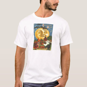 T-shirt Sorcière Chauve-Souris Chat Noir Pleine Lune