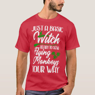 T-shirt Sorcière de base avec singes volants