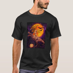 T-shirt Sorcière de cheval de chat Dinosaure Trex Lune Cit