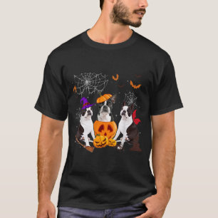 T-shirt Sorcière de citrouille drôle Boston Terrier Chien 