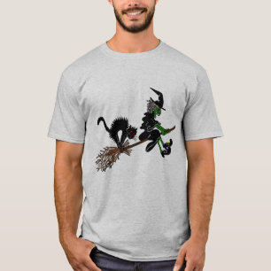 T-shirt Sorcière de Halloween sur le manche à balai
