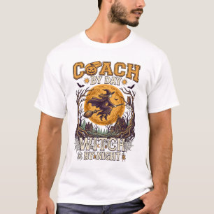 T-shirt Sorcière de jour de coach nuit Haloween Lune Volan
